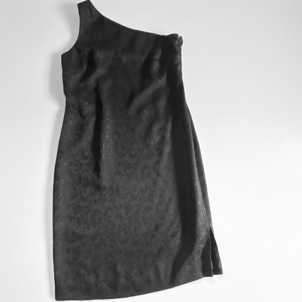 Jones New York One Shoulder Shimmer Damask Dress sz 10​​​​​​​​​ - Picture 2 of 10